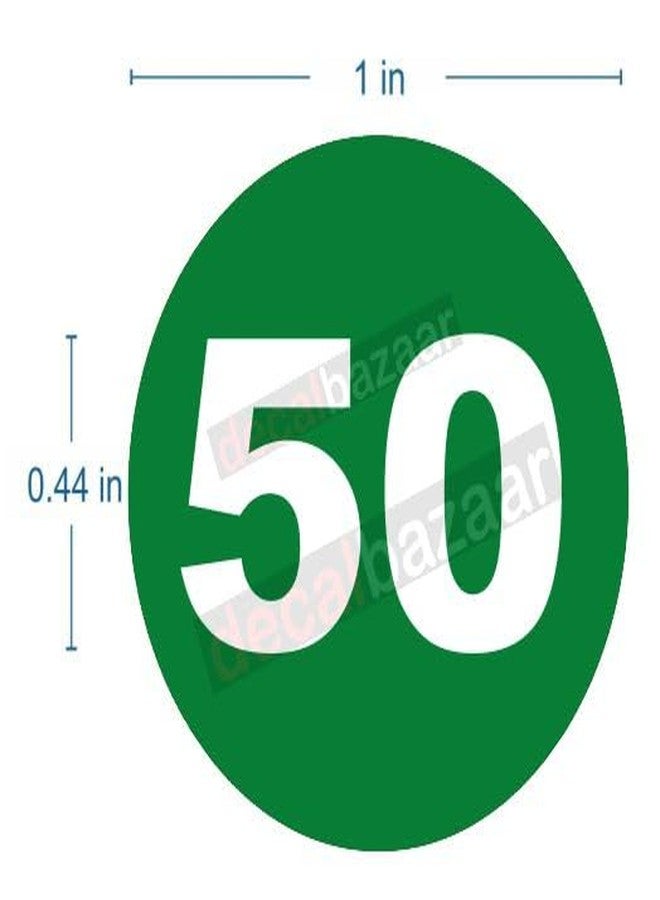 decalbazaar Round Number 1-50 Sticker, Glossy Vinyl, 1 Inches, Green (Code 10) - Image 2